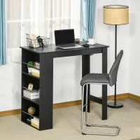 HOMCOM Mesa Alta de Bar, Mesa de Cocina con 3 Estantes Laterales, Estilo Moderno, para Comedor, Salón, 112x57x106 cm, Negro(m-10)