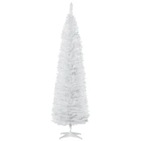 HOMCOM Árbol de Navidad Artificial Estrecho 210 cm con 499 Ramas y Base Desmontable Fácil de Montar Blanco(m-1)