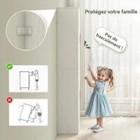 HOMCOM Meuble de salle de bain colonne avec 2 portes et 4 étagères réglables, 40 x 35 x 180 cm, blanc(m-5)