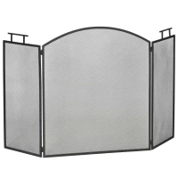HOMCOM Funkenschutzgitter Faltbare Kaminschutzgitter Kamin Funkenschutz Feuerschirm Kaminfunkenschutz Ofenschutzgitter Metall 110 x 24 x 76,5 cm Schwarz(m-1)