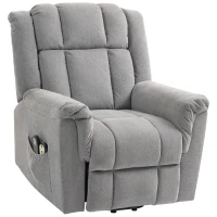 HOMCOM Powerlift-stoel, Massagestoel met Verwarmingsfunctie, Polsterstoel met Voetsteun, Zijvak, Stofbekleding, Donkergrijs(m-10)
