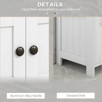 kleankin Pedestal Under Sink Cabinet with Double Doors, Modern Bathroom Vanity Storage Unit with Shelves, White(m-6)