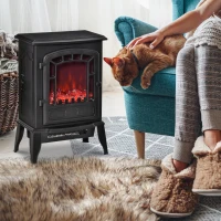 HOMCOM Elektrischer Bodenkamin, 2 Heizstufen, realistischer Flammeneffekt, vielseitig(m-10)