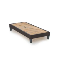 HOMCOM Sommier à lattes apparentes 90x190 avec 4 pieds - 24 lattes - revêtement tissu gris anthracite - technologie tri-lattes(m-6)