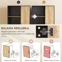 HOMCOM Bufet Modern de Bucătărie cu 2 Sertare, 2 Rafturi și un Dulap, 88x35x160 cm, Lemn și Negru(m-7)