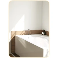 HOMCOM Miroir murale miroir salle de bain rectangulaire avec cadre en alliage d'aluminium or pour chambre, salon 50 x 70 cm(m-12)