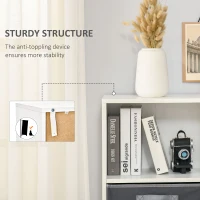 HOMCOM Bookcase with Door and Fabric Drawer, 3 Tier Bookshelf Display Cabinet with Wooden Legs for Living Room Bedroom Study, White(m-17)