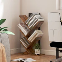 HOMCOM Four-Section Tree Bookcase - Wood-Effect(m-10)