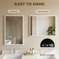 HOMCOM Wall-Mounted Bathroom Mirror, 70 x 50 cm Wall Mirror for Living Room, Bedroom, Hallway, White(m-5)