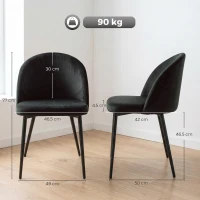 HOMCOM Lot de 2 chaises salle à manger chaise de cuisine scandinave chaise en velours rembourrée avec pieds effilés en métal(m-3)