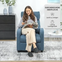 HOMCOM Fotoliu Relax Reclinabil Manual cu Suport pentru Picioare și Tapițerie din Țesătură, Albastru(m-7)