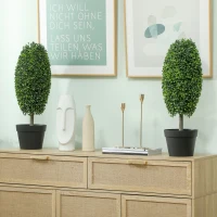 HOMCOM Set van 2 kunstplanten, UV-bestendige kunstbomen in pot, kunststof, cement, groen(m-9)