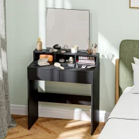HOMCOM Mesa de Maquillaje con Espejo 2 Cajones 3 Compartimentos Tocador para Dormitorio 75x38x135 cm Negro(m-10)