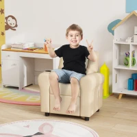HOMCOM Kids Recliner Chair, PU Leather with Adjustable Backrest, Footrest, Padded Headrest, Beige(m-2)