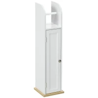 kleankin Meuble de salle de bain support papier toilette avec placard et étagères réglables 20 x 20 x 80 cm blanc(m-13)