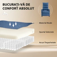 HOMCOM Fotoliu Masant Reclinabil 160°, Chenille cu Suport pentru Picioare și Telecomandă, Albastru Închis(m-6)