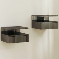 HOMCOM 2 Mesitas de Noche Flotantes con 1 Cajón y Estante Abierto Diseño Moderno 35x32x22,5 cm Negro Brillo(m-2)