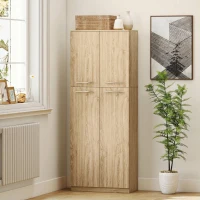 HOMCOM Mobilier de Depozitare Minimal cu 2 Dulapuri și Rafturi Reglabile, din Lemn culoare Stejar, 59x31x155 cm(m-8)