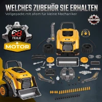 AIYAPLAY Zabawka motoryzacyjna dla dzieci 68-elementowy zestaw do naprawy auta w stylu koparki z światłami i dźwiękiem, funkcja mgły, klakson na kierownicy, Żółty(m-6)