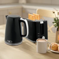HOMCOM Modern Kettle and Toaster Set - Black(m-11)
