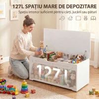 HOMCOM Comodă pentru Sufragerie, Cufăr pentru Jucării din Lemn, 100cm, Alb(m-4)