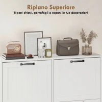 HOMCOM Mobile Scarpe, 4 Cassetti Ribaltabili, Salvaspazio con Ripiani Regolabili, Bianco(m-7)