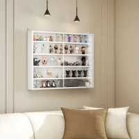 HOMCOM Vitrine murale pour objets de collection 4 étagère réglables en hauteur et 2 portes coulissantes 80 x 9,5 x 60 cm blanc(m-10)