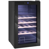 HOMCOM Cantinetta Frigo per Vino da 63L con Ripiani Regolabili per 16 Bottiglie e 25 Lattine, 43x45x74 cm, Nero(m-1)
