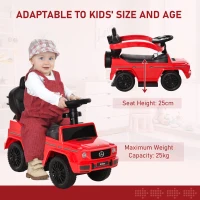 HOMCOM 3 in 1 Kids Ride on Push Car Toddler Sliding Car G350 Licensed Walker Foot to Floor  Horn Steering Wheel NO POWER, Red(m-5)