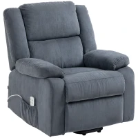 HOMCOM Aufstehsessel, Relaxsessel, mit Liegefunktion, Fernbedienung, Samtoptik, grau, 92 x 93 x 105 cm(m-11)