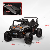 AIYAPLAY 12V Battery Powered Ride on Truck w/ Remote, Four Suspension Wheels, Horn, Lights, Music, USB, for Ages 3-5 Years, Black(m-3)