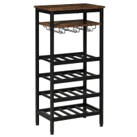 HOMCOM Weinregal Weinhalter Standregal für 20 Flaschen Flaschenregal Dekoregal für Bar Esszimmer Metall Schwarz 50 x 32 x 100 cm(m-1)