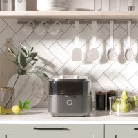HOMCOM 6.5L Family Size Air Fryer Oven with Rapid Air Circulation and Recipes, Airfryer for Oil Free with Adjustable Temperature, 60-Minute Timer and Non-stick Basket, 1350W, Grey(m-20)