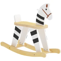 AIYAPLAY Schaukelpferd, Kinder Schaukeltier mit Haltegriffen Rückenlehne im Ponyform  für Kinder von 1,5–3 Jahren Schwarz+Weiß(m-1)