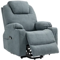 HOMCOM Massagestoel met opsta-hulp seniorenstoel, 8 massagepunten, zijvakken, afstandsbediening, 90L x 101B x 107 cm, grijs(m-10)