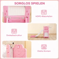 AIYAPLAY 5-in-1 Kinderrutschenset, Teleskop, Basketballkorb, HDPE, Kunststoff, Rosa+Weiß(m-6)