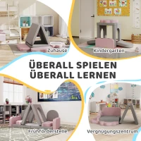 AIYAPLAY 12-delig Set Schuimblokken om te Klimmen, Bouwen, Kruipen, Binnen Speelmatten met Cord Bekleding, Grijs+Roze(m-8)