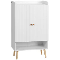 HOMCOM Mueble Zapatero con 2 Puertas Armario de Zapatos para 15 Pares de Zapatos para Pasillo Entrada 60x33x100cm Blanco(m-11)