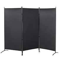 HOMCOM Paravent 3 panneaux dim. 2,53L x 0,5l x 1,82H m Store latéral Brise-Vue paravent sur Pied séparateur métal Polyester(m-11)