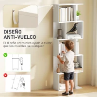 HOMCOM Estantería Librería de 5 Niveles en Forma de S con 10 Estantes para Dormitorio Estudio Oficina 60x24x184,5 cm Blanco(m-6)