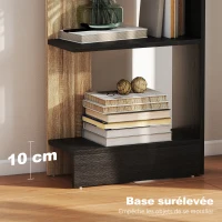 HOMCOM Bibliothèque Étagère de Rangement avec 5 Compartiments Ouverts 45 x 21 x 170 cm Noir et Chêne(m-5)