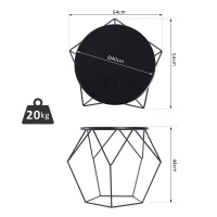 HOMCOM Round Side Table, Minimalist End Table with Steel Frame, Small Coffee Table for Living Room, Bedroom, Black(m-3)