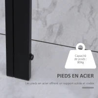 HOMCOM Table à manger pour 4 personnes, table de cuisine avec plateau en verre trempé et pieds en métal, 120x60x75cm, noir(m-5)