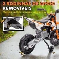 AIYAPLAY Moto Elétrica Infantil 12V com Música, Velocidade 2,4-5 km/h, Rodas Auxiliares, 107x56x70 cm, Laranja(m-5)