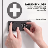 HOMCOM Medizinschrank zur Wandmontage mit Zahlenschloss, 2-stufiger Erste-Hilfe-Schrank aus Edelstahl, Weiß(m-4)