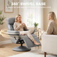 HOMCOM Upholstered Reclining Armchair, Manual Recliner Chair with Footrest and Adjustable Backrest, Grey(m-6)