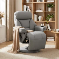 HOMCOM Upholstered Reclining Armchair, Manual Recliner Chair with Footrest and Adjustable Backrest, Grey(m-2)