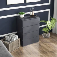 HOMCOM High Gloss Chest of Drawers, 4-Drawer Storage Cabinets, Modern Dresser for Bedroom, Grey(m-2)