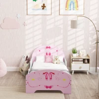 AIYAPLAY Ballet Theme Toddler Bed Frame with Safety Rails for 3-6 Years, Pink(m-8)