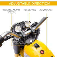 HOMCOM 6V Kids Electric Motorbike 3 Wheels Ride On Toy with Horn Headlights Realistic Sounds for Girl Boy 18 - 36 Months Yellow(m-6)
